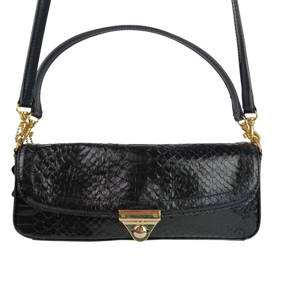 Giani Bernini VTG Petite Convertible Crock Leather Shoulder Bag In Black Y2K - Picture 2 of 7